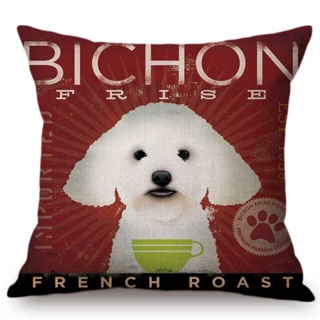 Vintage Dog Poster Sofa Throw Pillow Case