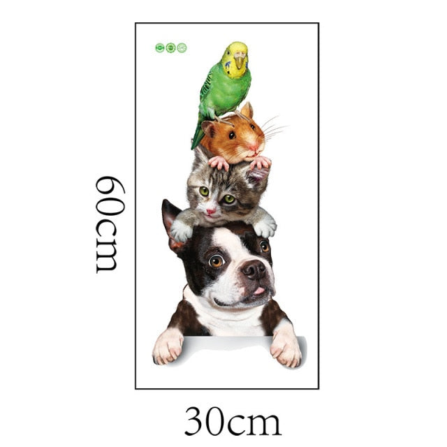 Cartoon Animals 3D Wall Sticker