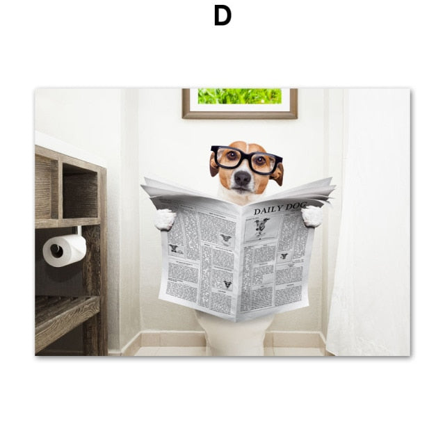 Dog newspaper Wall Art Canvas