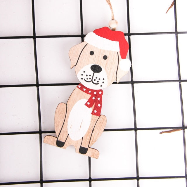 Wooden Christmas Dog Cute Hanging Hat