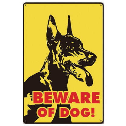 Beware of Dog Vintage Tin Signs