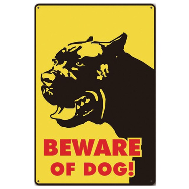 Beware of Dog Vintage Tin Signs