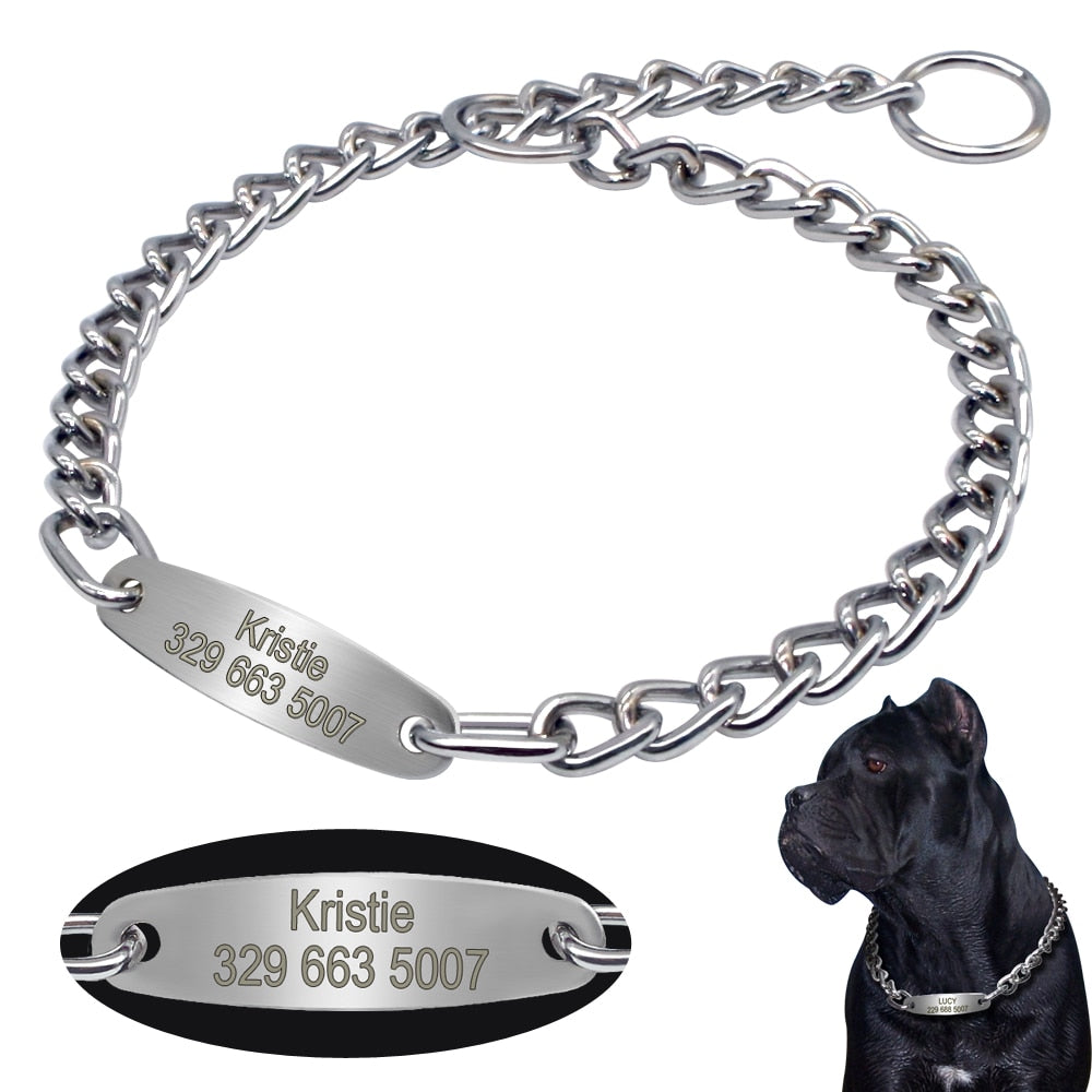 Dog Chain Choke Collar Training Engraved