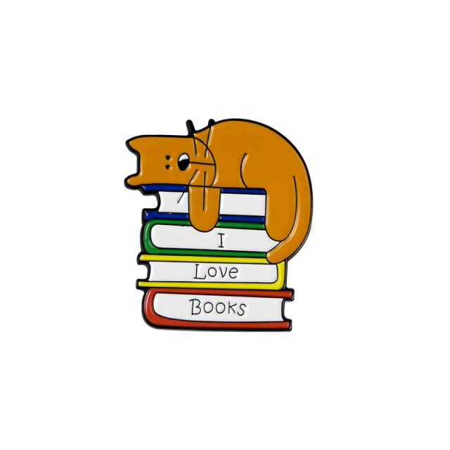 Animals And Books Enamel Pins