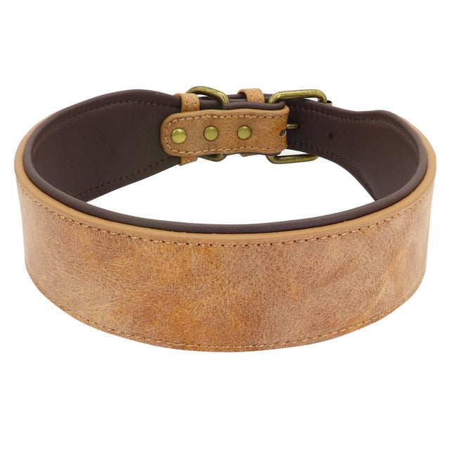 Wide Leather Dog Collar Large Soft Padded