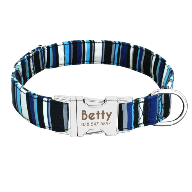 Dog Collar Personalized Nylon Engrave Name ID
