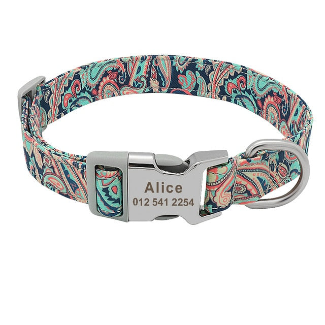 Customized Printed Pet Collar Nylon Dog Collar Free Engraved