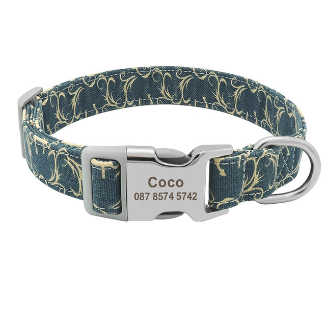 Customized Printed Pet Collar Nylon Dog Collar Free Engraved