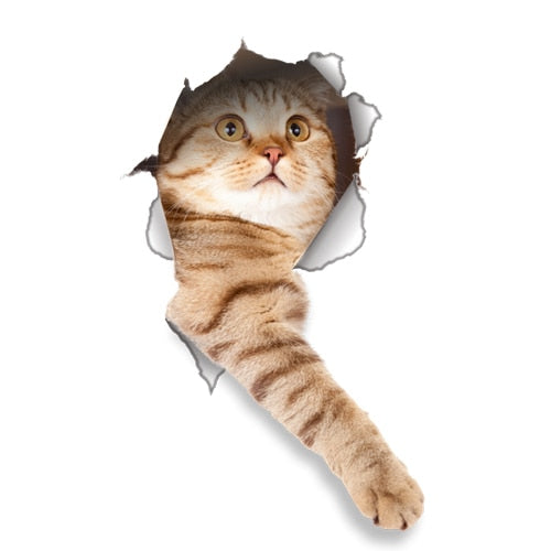 Vinyl waterproof Cat Dog 3D Wall Sticker Hole