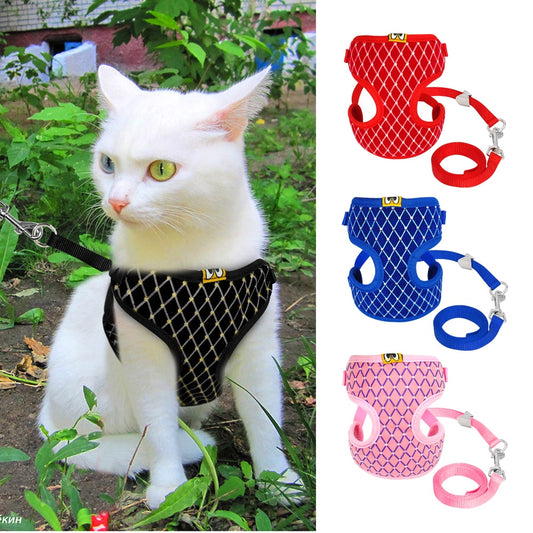Cute Dog Harness Vest Breathable Leash