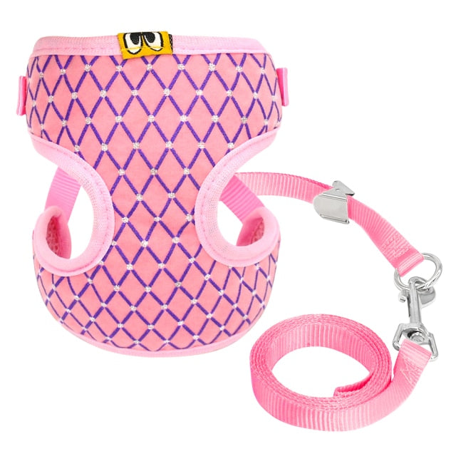 Cute Dog Harness Vest Breathable Leash