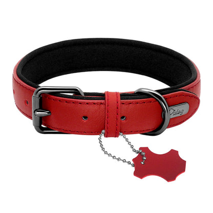 Leather Dog Neoprene Padded Collar Leash Harness