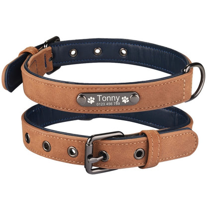 Leather Dog Collar Free Engraved Name ID