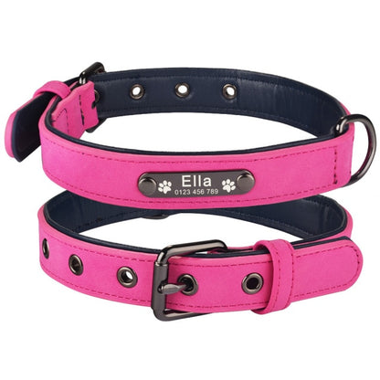 Leather Dog Collar Free Engraved Name ID