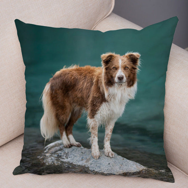 Sofa Decor Dog Printed Soft Plush Pillow Case