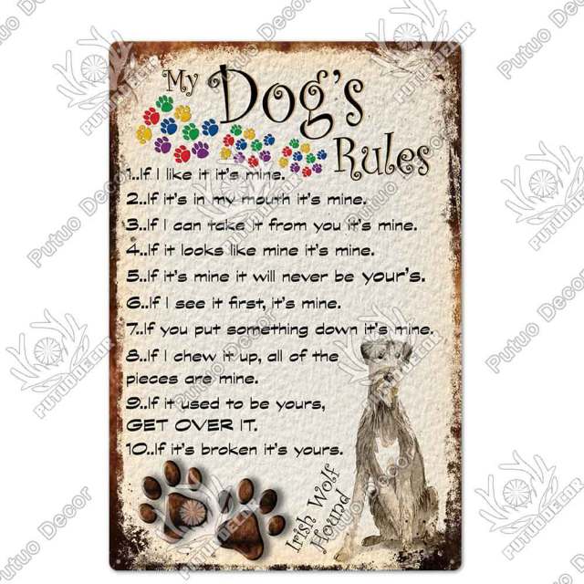 Dog Vintage Metal Sign Tin Decorative Plaque