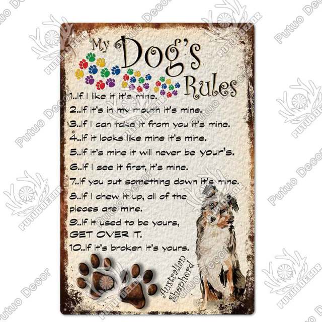 Dog Vintage Metal Sign Tin Decorative Plaque