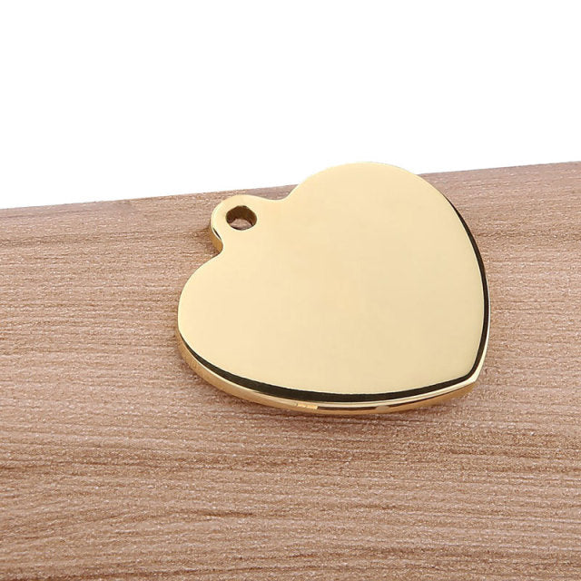 Heart Engraving Dog Tag ID Pendant