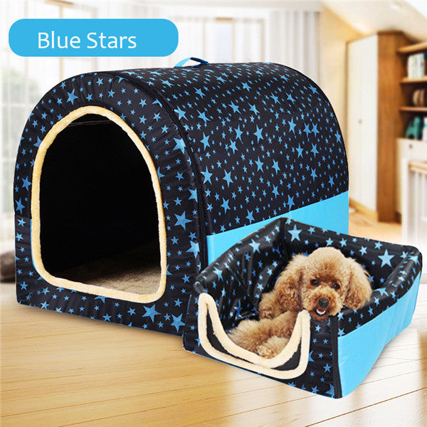 New Warm Dog House Comfortable Print Stars