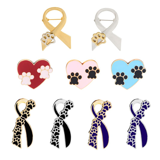 Paw in Heart Bow Tie Brooches