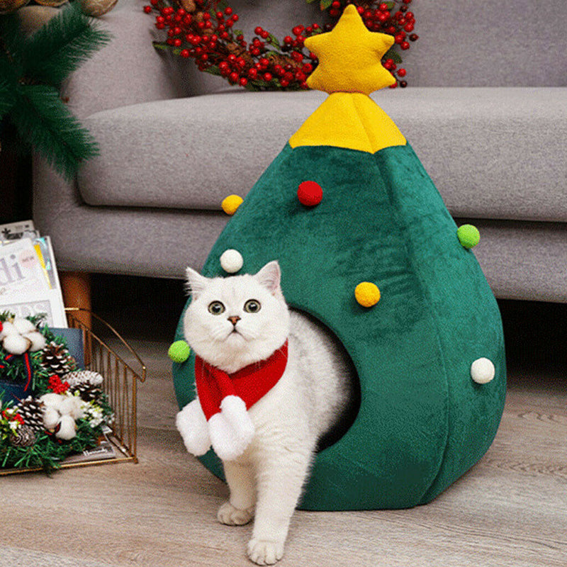 Pet House Christmas Tree Shape Bed Cave