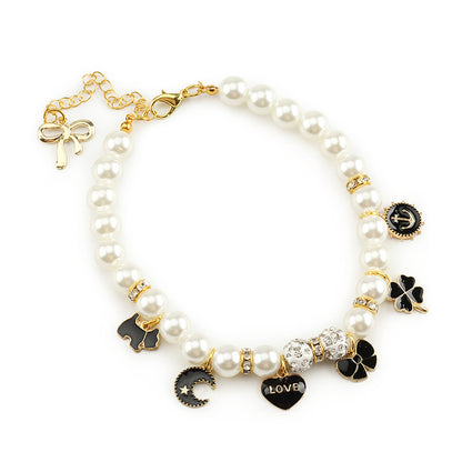 Dog Collar Artificial Pearl Jeweled