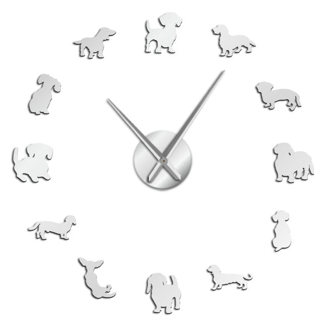 Dog Breeds Large DIY Wall Clock Watch Mirror Stickers