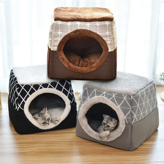 Warm Pet Dog Cat Bed Soft Nest Dual Use