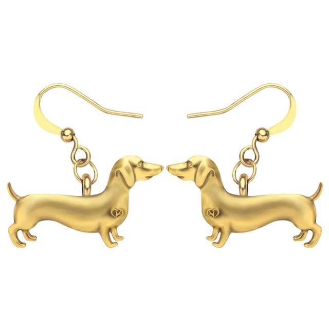 Plated Dachshund Dog Earrings