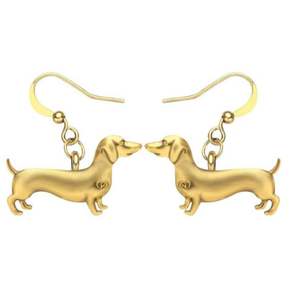 Plated Dachshund Dog Earrings