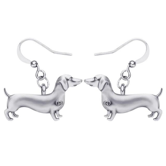 Plated Dachshund Dog Earrings