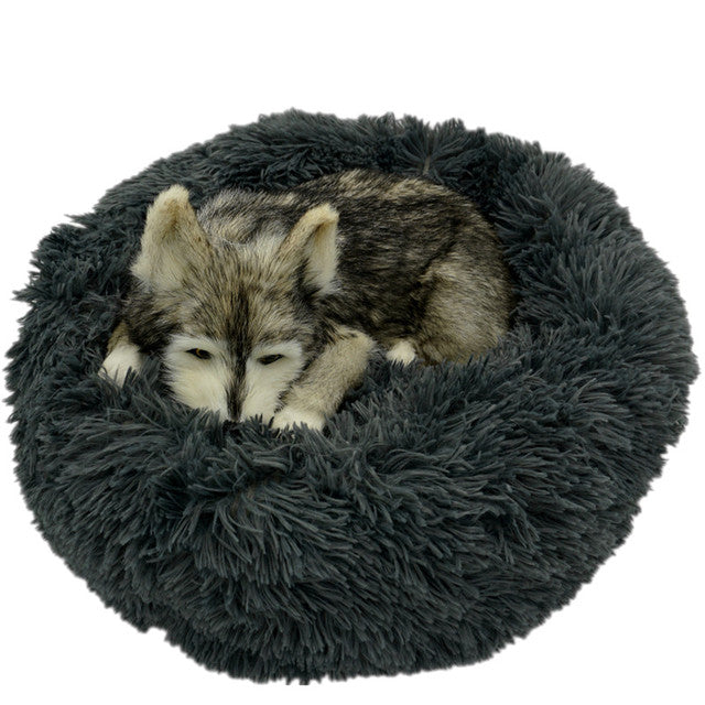 Dog Bed Long Plush Round Cat House