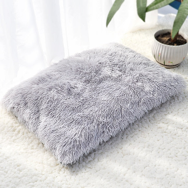 Long Plush Dog Bed Pet Cushion Blanket Soft Fleece - Dog Bed Supplies