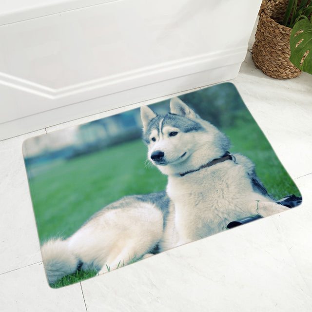 Soft Flannel Doormat Decor Siberian Husky