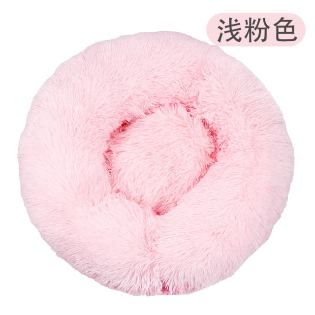 Large Round Coral Fleece Soft Long Plush Pet Mats - Dog Bed Supplies