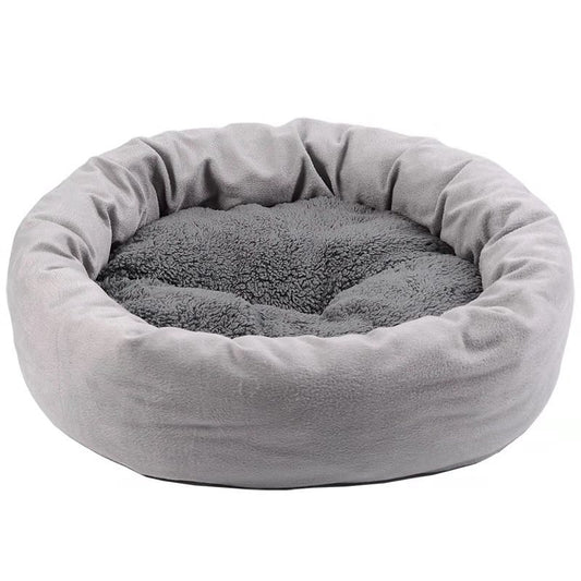 Round Winter Dog Bed Plus Velvet Sleeping Pad Cat
