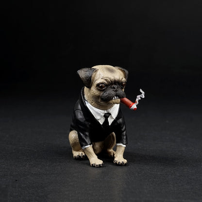 Pug Dog With Cigar Figures Scene
