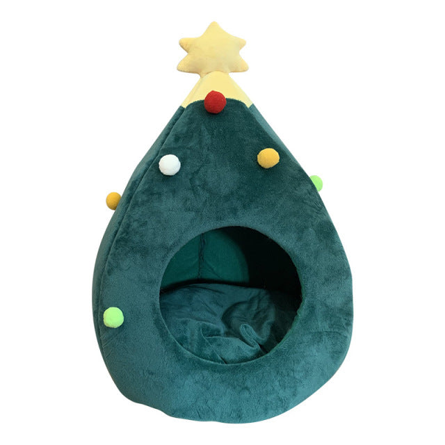Christmas Tree Cat House Cozy Tent