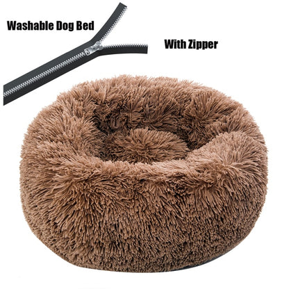 Round Plush Dog Bed with Zipper House Dog Mat - Dog Bed Supplies