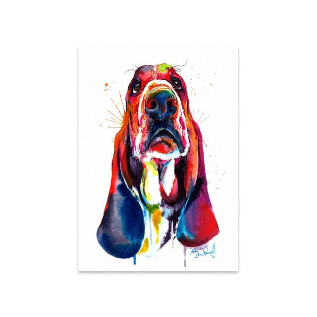 Colorful Animal Dog Canvas Painting