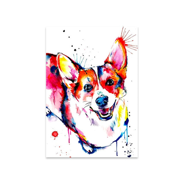 Colorful Animal Dog Canvas Painting