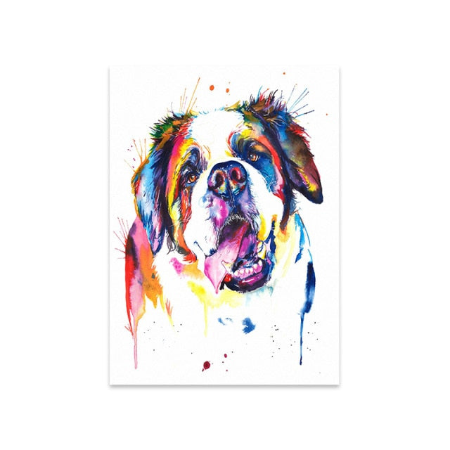 Colorful Animal Dog Canvas Painting
