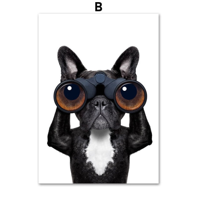 Funny Bulldog Wall Art Canvas Painting