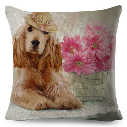 Watercolor Cute Cartoon Dog Cushion Pillowcase