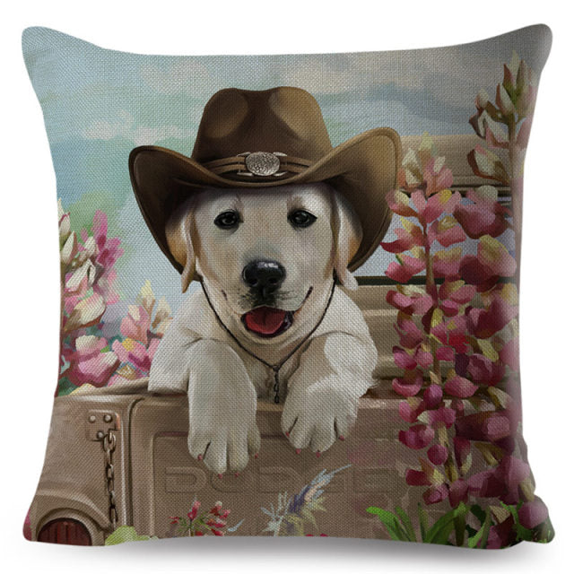 Watercolor Cute Cartoon Dog Cushion Pillowcase