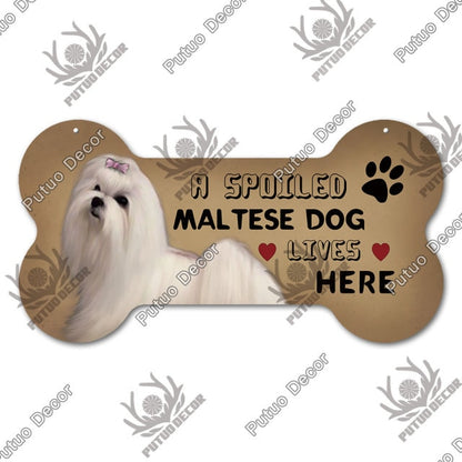 Pet Bone Sign Plaque Wood Lovely Decorative