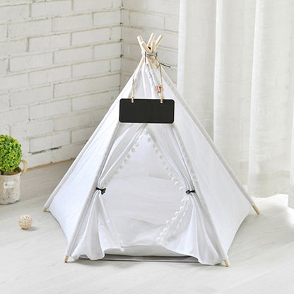 Pet Teepee Bed White Canvas Dog Cute House