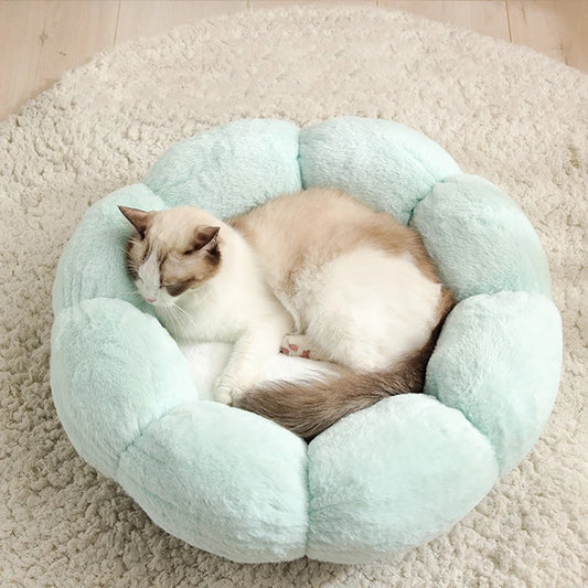 Flower Shaped Bed House Soft Plush Dog Basket
