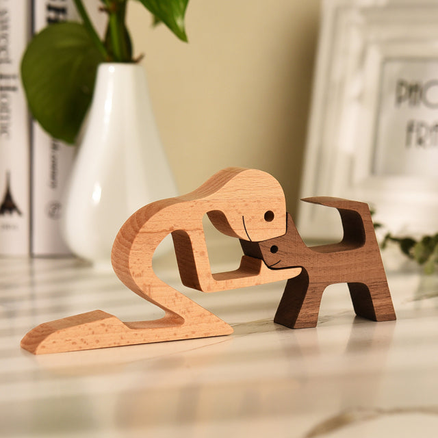 Wooden Craft Figurines Dog Ornament Home Decor