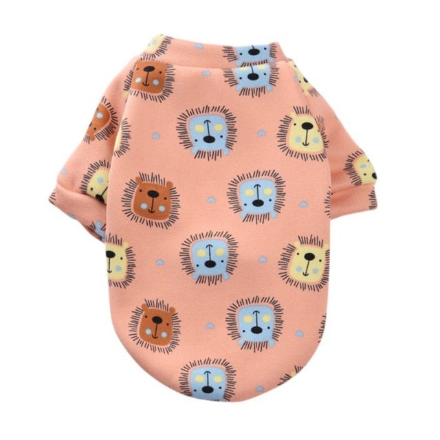 Winter Print Pet Costume Clothes Warm Coat